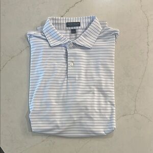 Men's Peter Millar White/ Blue Striped Polo Shirt